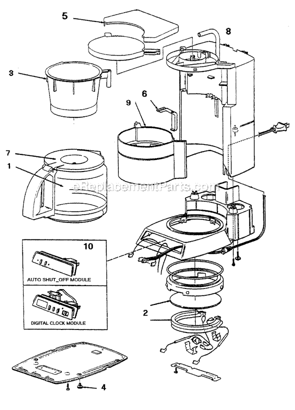 Page A Diagram and Parts List for PR13-DI  Mr Coffee Coffee Maker
